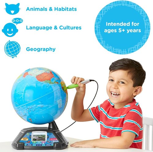 LeapFrog Magic Adventures Globe - Interactive Educational Globe for Kids | 2.7-Inch LCD Screen, Games & Activities for Ages 5+