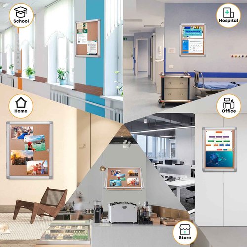 YOKUGO 20"x16" Outdoor Bulletin Board Weatherproof, Aluminium Frame Enclosed Bulletin Board with Locking Door, Tamper-Proof Dispaly Case Lockable Corkboard for School, Office, Hospital, Store