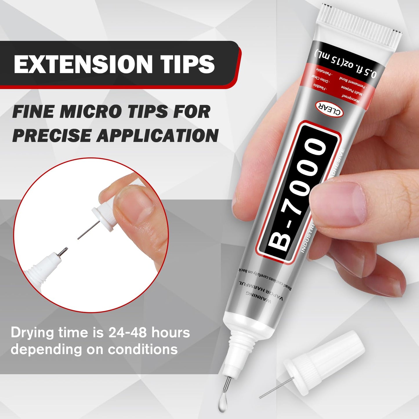 B-7000 Glue Clear with Precision Tip, 15ml 10 Pack Multi-Function Craft Adhesive, Waterproof Strong Bond Glue for Jewelry Making, Rhinestones, Bedazzling, Crafts, Shoes, Fabric, Phone Repair