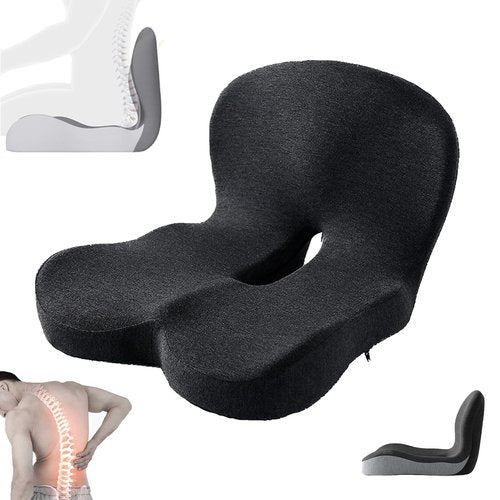 Memory Foam L-Shaped Integrated Seat Cushions & Car Seat Cushion - Coccyx Tailbone Pain Relief, Posture Corrector, Breathable Ergonomic Design for Office Chair, Home, Car, Long Drives (A)