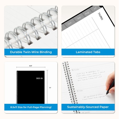 Blue Sky 2025-2026 Weekly and Monthly Academic Year Planner Calendar, July - June, 8.5" x 11", Flexible Cover, Wirebound, Laminated Tabs, Storage Pocket, Enterprise (Enterprise 2025-2026, 8.5" x 11")