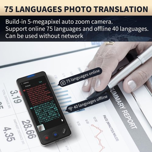 AI Language Translator Device, 2025 Upgraded Translator No WiFi Needed, Support ChatGPT, Voice Instant Two-Way 138 Language Translator, Offline/Recording/Photo Translation for Business Travel