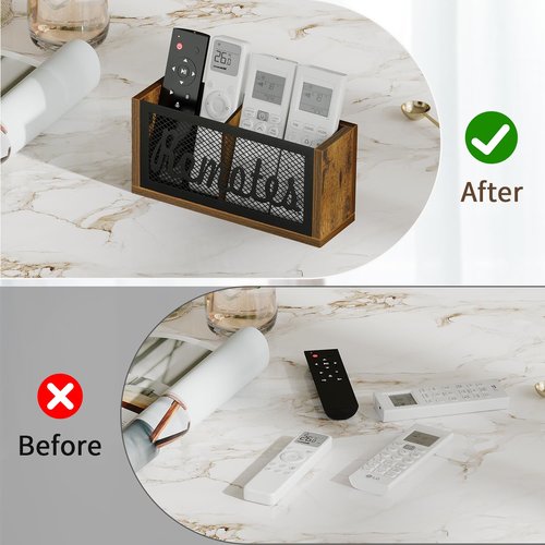 YINMIT Remote Control Holder Wall Mount, TV Remote Holder for Wall, Remote Caddy for Table, Remote Organizer Divided Storage Box for Wall, Table, Living Room, Bedroom