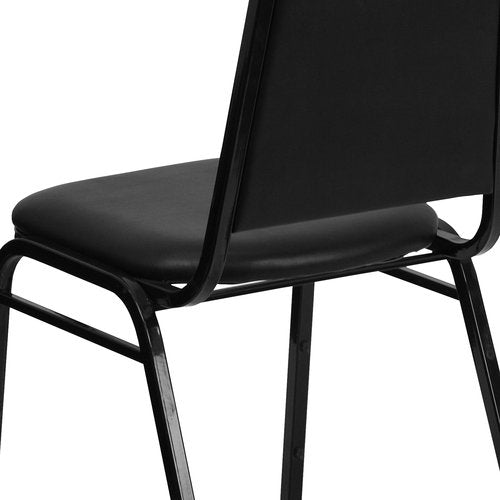 Flash Furniture HERCULES Series Trapezoidal Back Stacking Banquet Chair in Black Vinyl - Black Frame