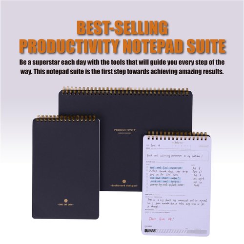 Productivity Notepad Suite - Bestselling Set Of 3 Notebooks, Including Weekly Planner, Goal Setting & 1:1 Meeting Notes- Keep Your Daily Projects, Clients, Meal & Responsibilities Organized
