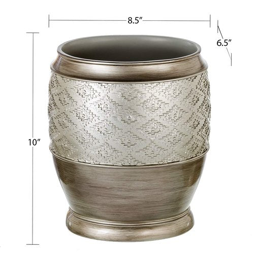 Creative Scents Dublin Silver Small Bathroom Trash Can with Lid 1.26 Gal / 4.8L - Brushed Silver Garbage Can - Decorative Waste Basket for Bathroom Decor - Durable Wastebasket for Paper/Diaper