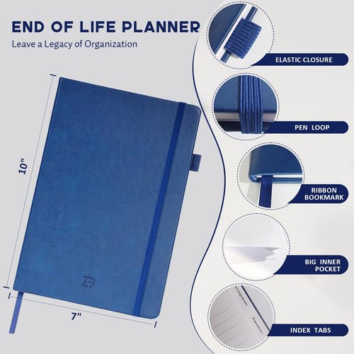 End of Life Planner B5 with Tabs - "I'm Dead Now" Affairs Organizer & Estate Planning Workbook for Seniors: Sorry It's Your Problem Now Death Planner for Final Arrangements & Funeral Wishes, Blue
