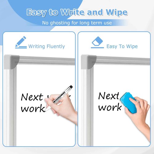 DOLLAR BOSS Large White Board 60 x 36 Inch Foldable Magnetic Whiteboard for Wall, Portable Double Sided Dry Erase Board, Aluminum Frame Message Board for School, Office, Classroom with Eraser, Markers