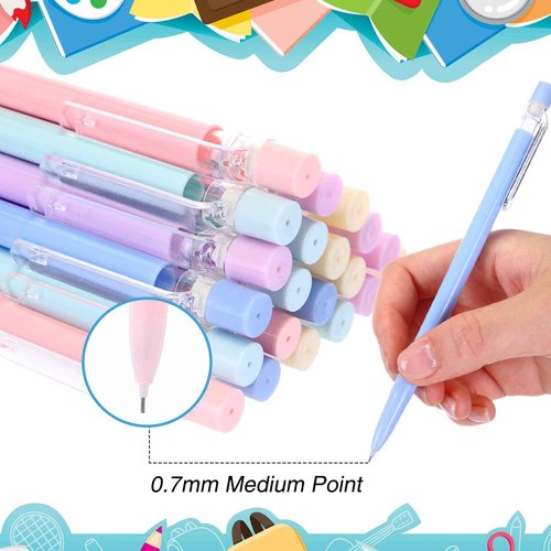 Fuyoooo 200 Pcs 0.7mm Mechanical Pencils with Eraser Bulk, Colorful Mechanical Pencil 0.7mm for Office Classroom Back to School Supplies School Student Writing Drawing Sketching(Multicolor)