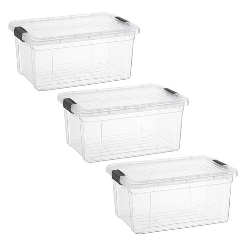 Superio Clear Plastic Storage Bin with Lid,Non-Toxic, BPA Free, Odor Free, Organizer Storage Box, Stackable Plastic Tote for Home, Garage, School, and Office (11 Quart, 3 Pack)