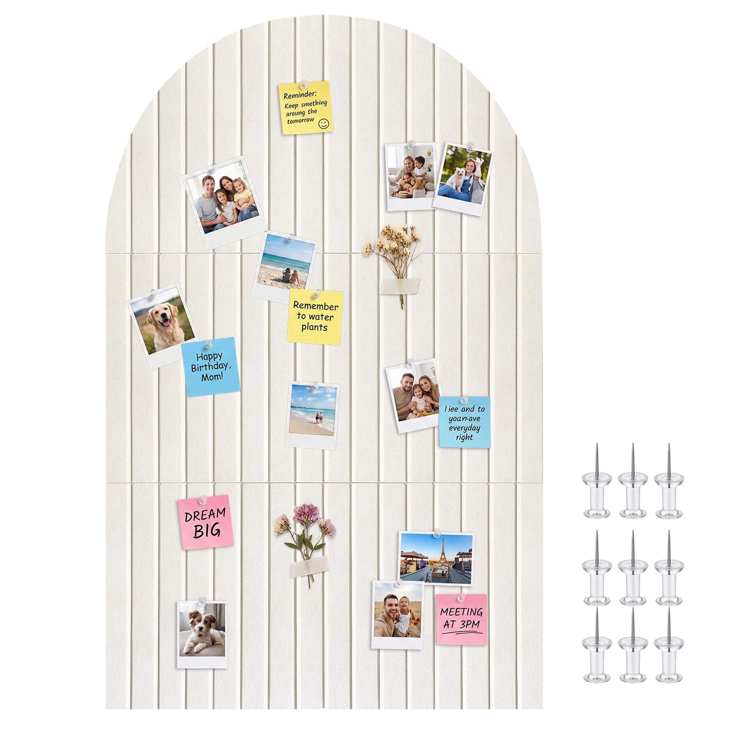 Thboxes Arched Felt Bulletin Board, 6 Pack 35" x 24" Large Cork Board Pin Board with 30 Removable Adhesive Tabs & 30 Push Pins - for Home Office School Memo Photo Wall Decor for Notes Lists - Oatmeal