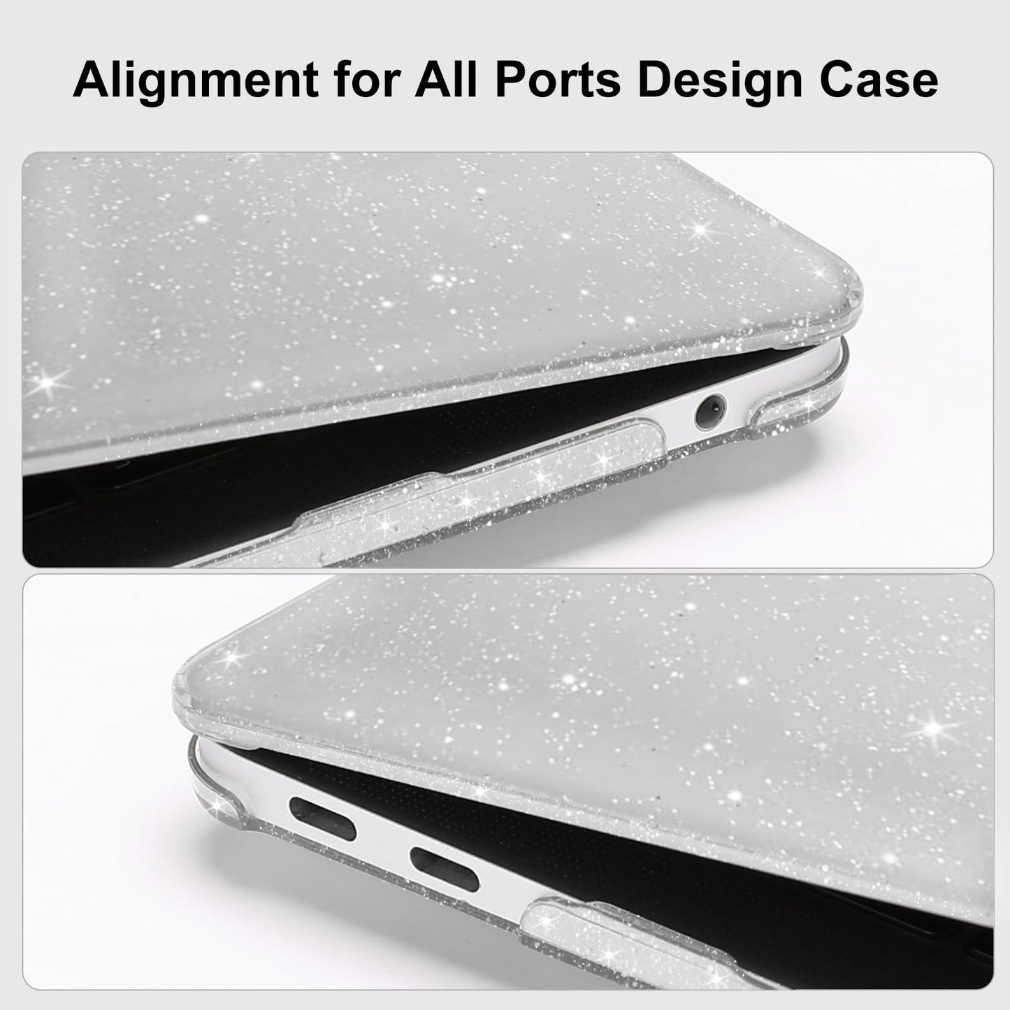 MOSISO Compatible with MacBook Air 13 inch Case 2022 2021 2020 2019 2018 A2337 M1 A2179 A1932, Glitter Plastic Hard Shell&Keyboard Cover&Screen Film&Storage Bag for MacBook Air 13 inch, Transparent