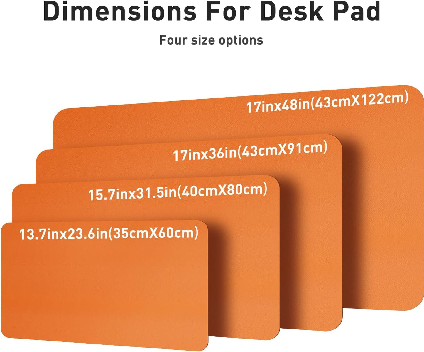 Aothia Leather Desk Pad Protector - Large Non-Slip PU Leather Mat | Waterproof Office Blotter (48"x17", Hermes Orange)
