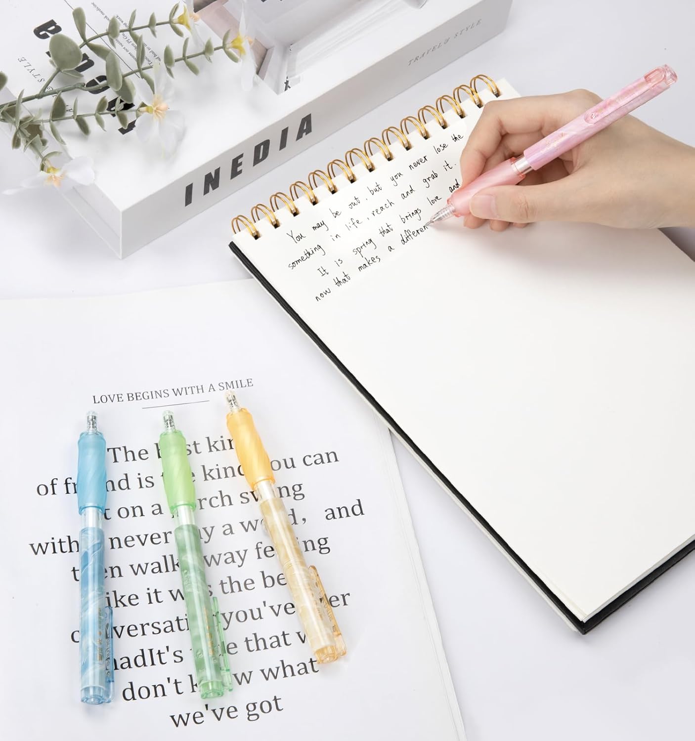 Skiennix Gel Pens - 6-Pack 0.5mm Black Ink with Soft Scented Macaroon Barrels | Quick Dry for Journaling & Note Taking