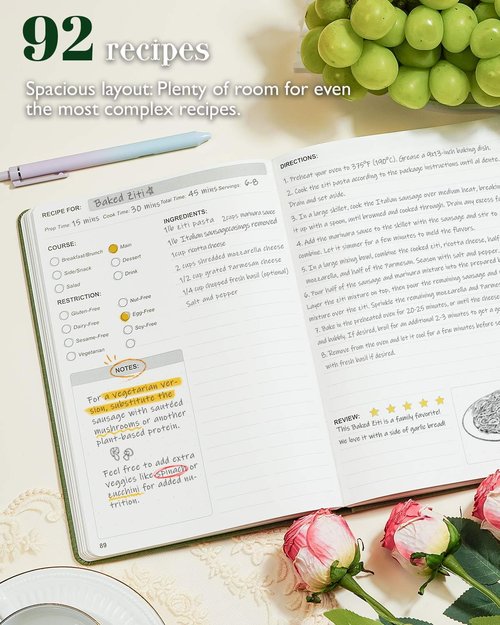 hi!SCI Recipe Book to Write in Your Own Recipes, Blank Recipe Notebook with 192 Pages, 7" x 10" Hardcover Recipe Journal for Family Cooking Lover, Diy Cookbook to Organize Your Recipes(Sage Green)