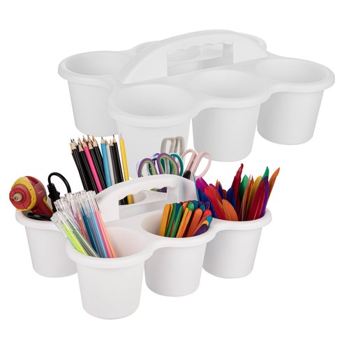 Find Scrapblooms 2 Pack Classroom Caddy For School,Kidsroom,Pencil Holder,Plastic Cup Caddy for Drink Delivery(White)