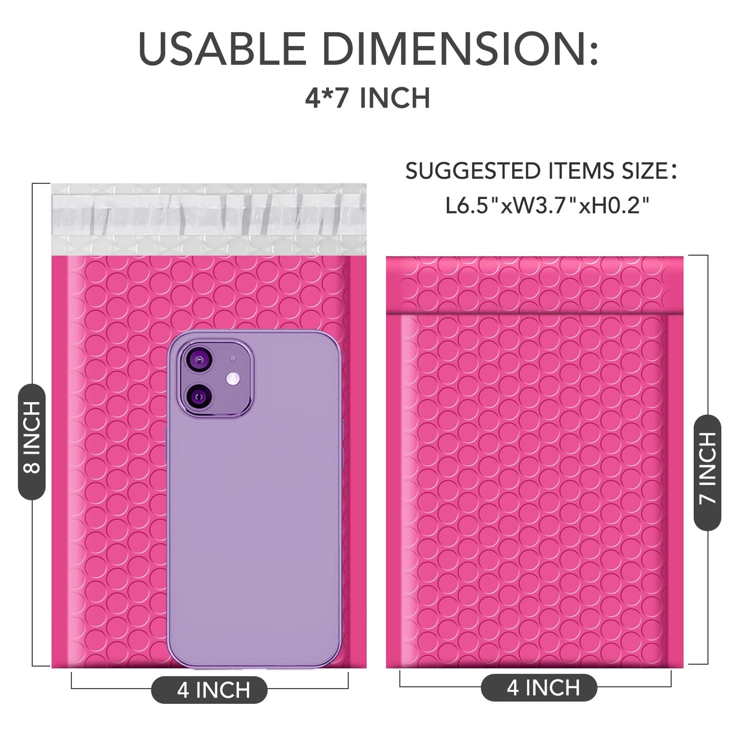 GSSUSA Pink Bubble Mailers 4x8 Small Padded Envelopes, 800 Pack, Strong Adhesion Self-Seal Bubble Envelopes for Small Business