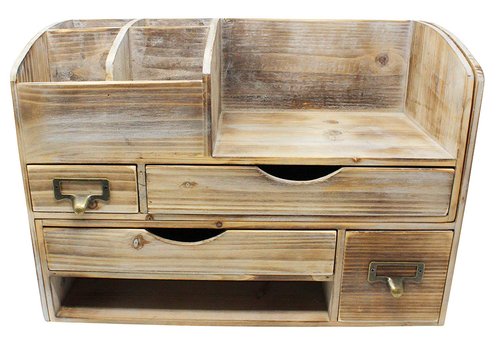 Executive Office Solutions Large Adjustable Wooden Office Desk Organizer For Desktop, Tabletop, or Counter – Wood Storage Shelf Rack – For Office Supplies, Desk Accessories, or Mail - Barnwood (WO13)