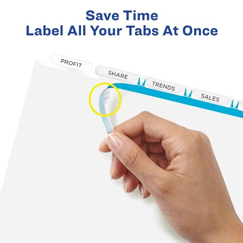 Avery Heavy-Duty View 3 Ring Binder with 1 Inch Rings, 5 Tab Easy Print & Apply Clear Label Binder Dividers, Office Supplies Set (01687)