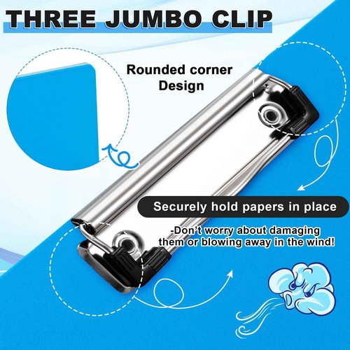 Tenceur 8 Pcs 11x17 Clipboard Three Clip Blue Extra Large Clipboard Horizontal Drawing Board 11 x 17 Inch Art Sketching Landscape Board for School Office Students Teachers Supplies