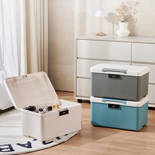 MXCELL Lockable Storage Box – 4.5 Gallon Medicine Secure First Aid Organizer Box Safe w/Adjustable Lock for Home/Office/Outdoor Travel (White)
