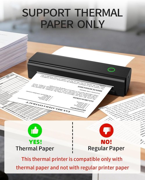 N80 Wireless Thermal Printer - Portable Inkless Bluetooth Printer for Travel | Supports 8.5" x 11" & A4