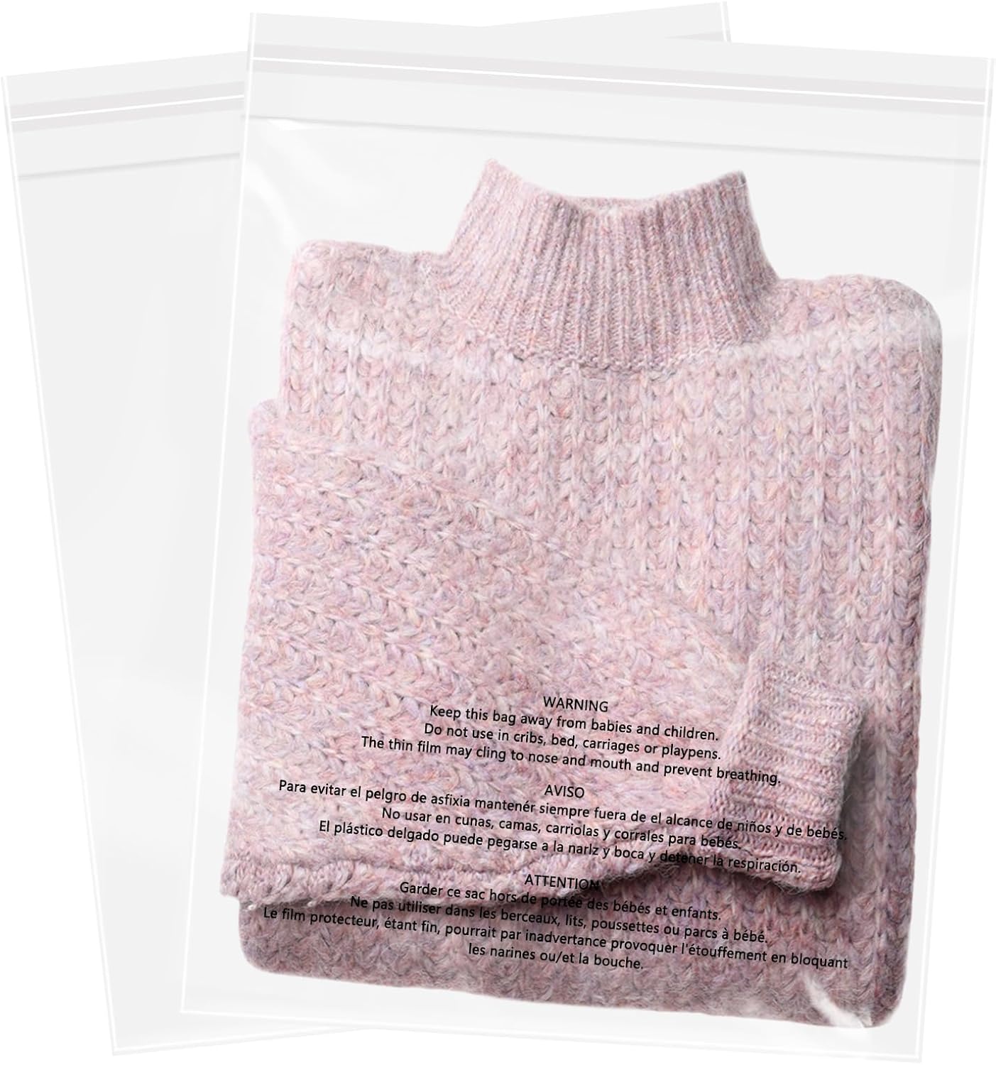 Skiennix Self-Seal Clear Poly Bags - 12" x 15" (1000 Count) with Suffocation Warning for Safe Shipping