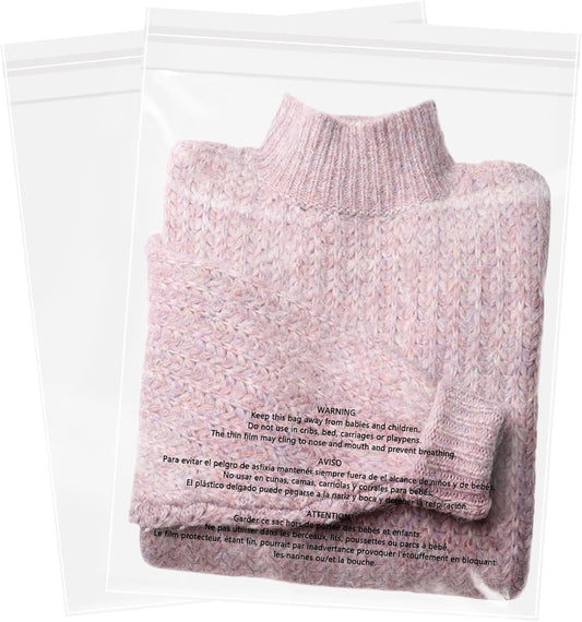 Skiennix Self-Seal Clear Poly Bags - 12" x 15" (1000 Count) with Suffocation Warning for Safe Shipping