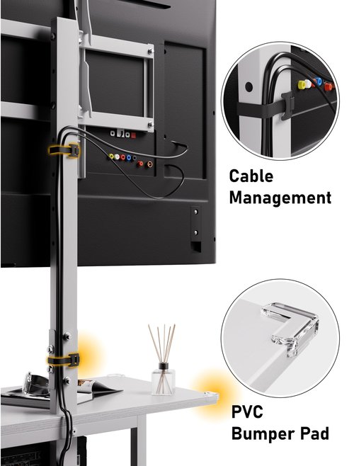 EZISE Portable Rolling TV Cart for 32-75 Inch LCD/LED/OLED TVs, TV Floor Stand on Silent Wheels with Storage Shelf, Height Adjustable Tall TV Stand for Bedroom, Living Room, Office