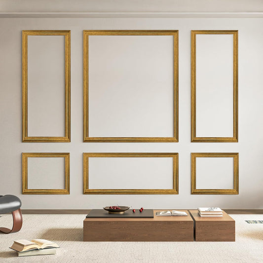 Art3d Wainscoting Panels Set - Pre-Cut Wall Molding for Easy Interior Décor | Antique Gold, 6 Pcs