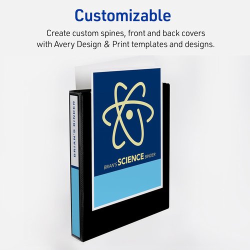 Avery Heavy-Duty View Binders - 1 Inch One Touch Slant Rings, Customizable Clear Cover, Black | 4-Pack
