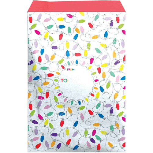 Jillson & Roberts Small Christmas Decorative Foam Padded Mailing Envelopes, White, Blue, Navy, Red, Green, Lime, Pink, Purple, Yellow, Orange, Black, 12 Count