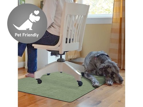 Bungalow Flooring Barbury Weave 9to5 Desk Chair Mat, 3' x 4', Made in USA, Stain-Resistant, Anti-Slip Rubber Backing, Sage