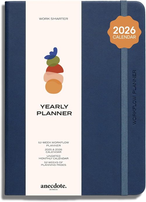 Anecdote 2026 Planner - 52-Week Daily Planner with Vegan Leather Hardcover | Ocean Blue, Start Anytime & Achieve Your Goals
