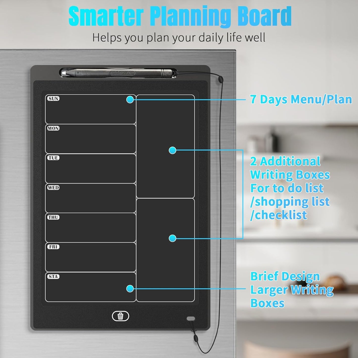Skiennix Magnetic Weekly Chore Chart - Dry Erase To-Do List for Fridge | 9.8” x 6.7” Meal Planner
