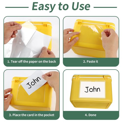 NIUBIER Storage Bin Labels, 42 Pack 4x6 Index Card Holder, Clear Adhesive Pockets, Removable Tote Labels Stickers for Packing Moving Box & Containers, Easy Peel Off