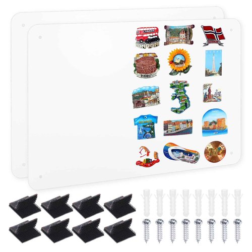 PATIKIL 11x17 Magnetic Board, 2pcs Magnet Board Magnetic Wall Board Bulletin Board Small Metal Display Board Steel for Wall Magnets Collection Display Photo Spice Note Craft Fridge, White
