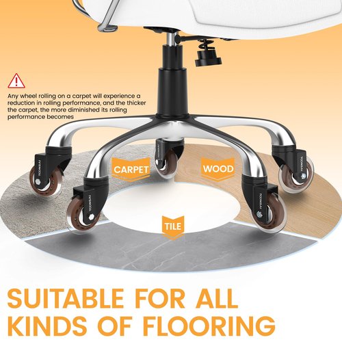 Upgraded 3 Inch Office Chair Wheels Set of 5,Transparent Rubber Replacement Caster Wheel for Carpet & Hardwood Floors, Heavy Duty Caster, Quiet Smooth Rolling Office Chair Casters, Not for 1KEA Chairs