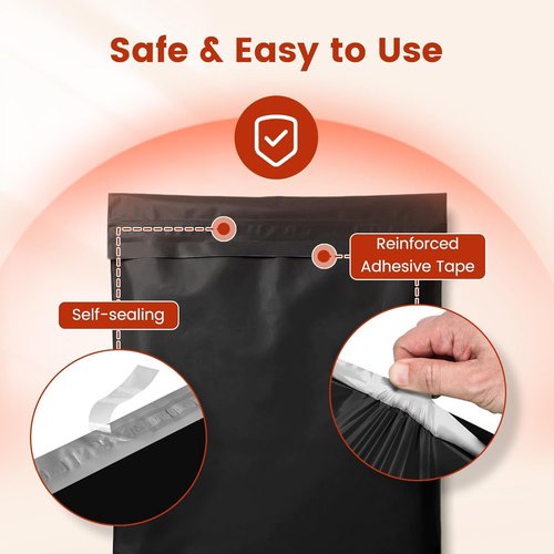 Metronic Poly Mailers - Heavy Duty 19x24 Shipping Bags | 250 Pcs Self-Seal Black Envelopes for E-Commerce