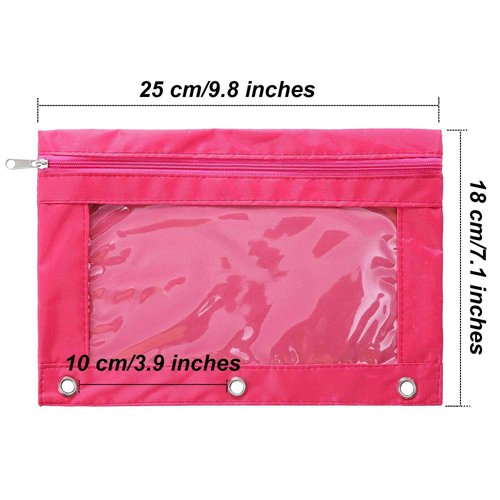 Boao 60 Pcs Pencil Pouch for 3 Rings Binder Pencil Bags Bulk with Zipper Colorful Case Stationery Bag with Clear Window for Office Supplies