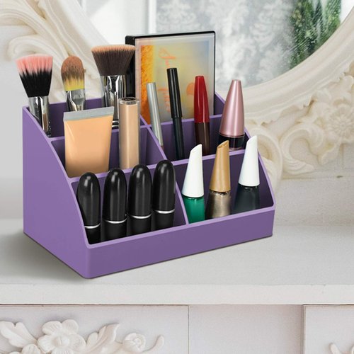Acrimet Desktop Organizer - Easy Organizer Caddy Holder for Office, Home and School use (Plastic) (Solid Purple Color)