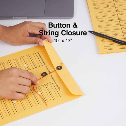 Staples 472993 Button-and-String Kraft Inter-Depart. Envelopes 10-Inch X13-Inch Brown 100/Bx