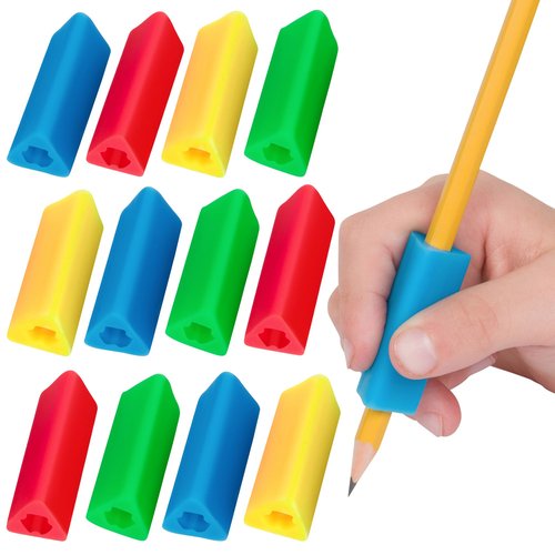 The Classics 12-Pack Triangle Pencil Grips, Assorted Bright Colors, 1.75-Inch Long (TPG-16212)