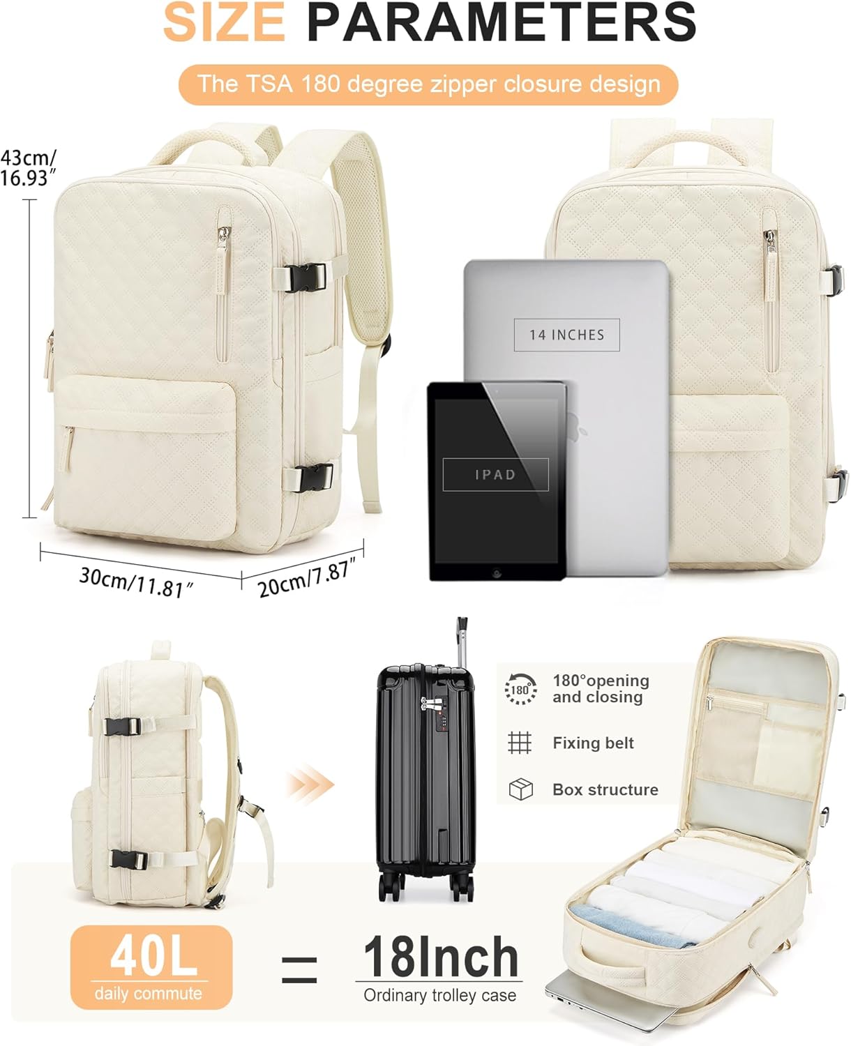 WONHOX Large Travel Backpack - Flight Approved Laptop Bag for Work & Business | Unisex Design