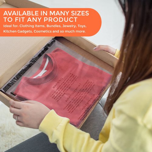 PackageZoom - 11" x 14" (100 Count) Suffocation Warning for Packaging, Clothes & FBA - Self Seal Packaging Bags With Permanent Adhesive