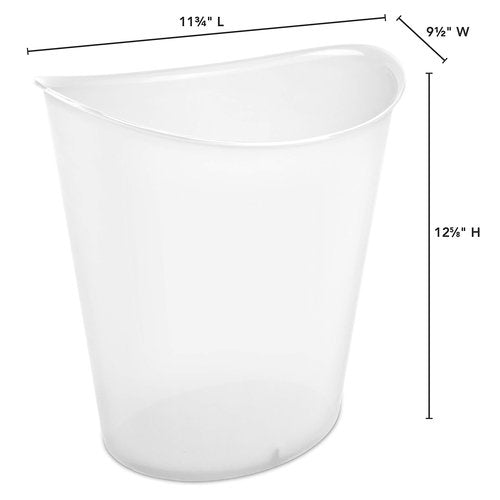 Sterilite 3 Gallon Oval Wastebasket with Lid, Small Plastic Trash Can for the Bathroom, Bedroom, Dorm or Home Office, Clear, 6-Pack