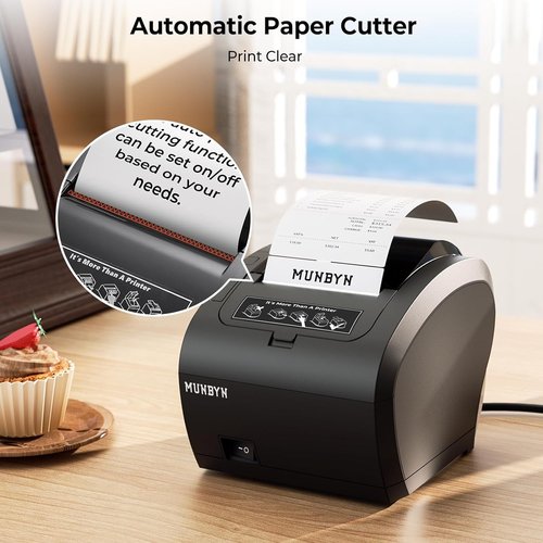 MUNBYN WiFi Receipt Printer with USB Port, 80mm POS Printer Works with Square Mac Windows Chromebook Linux Cash Drawer, ESC/POS (P047 WiFi), Do Not Support Clover Ubereats Shopify Bluetooth 5G WiFi