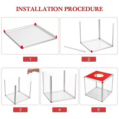 VILLCASE Acrylic Raffle Box with Hole, 25cm Square Donation Raffle Ticket Holders Aluminum Alloy Clear Voting Container For Donating Party Games Suggestion Office Use