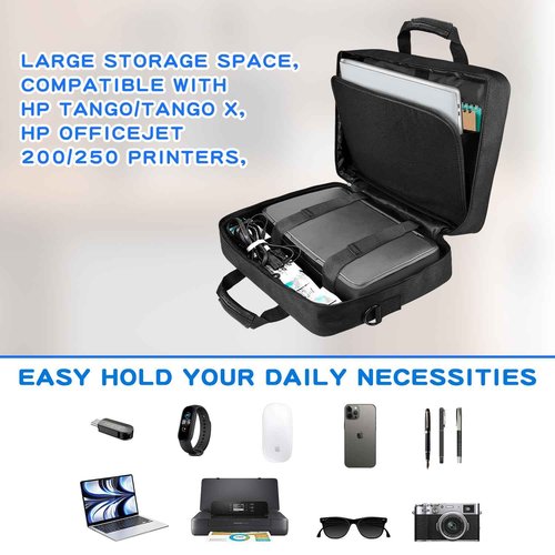 HarvMax Portable Mobile Printer Storage Bag, Laptop Briefcase, Premium Laptop Case, Holds Up to 17.3-inch Laptop for Travel, Business, Men, Women