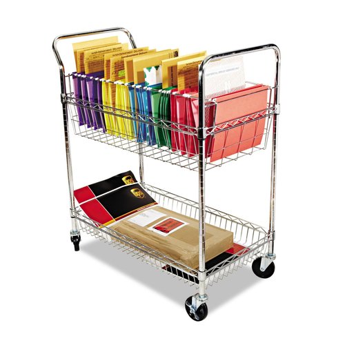 Alera ALEMC3518SR Carry-All 34.88 in. x 18 in. x 39.5 in. Basket/Shelf Mail Cart-Silver, 34.88" x 18" x 39.5"